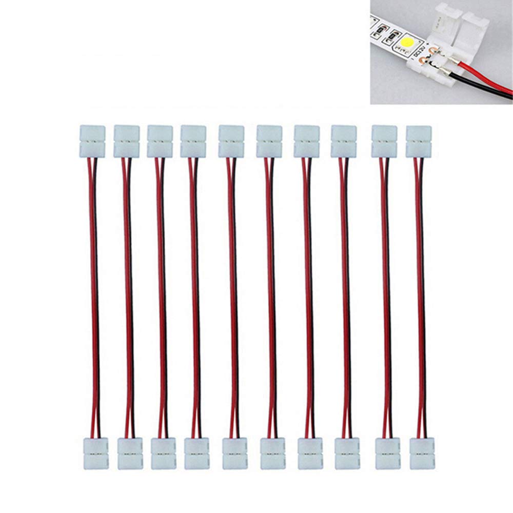 2 Pin LED Strip Connectors PCB Cable 3528/5050 10mm Width PCB Ribbon Single Color Adapter (10Pcs)