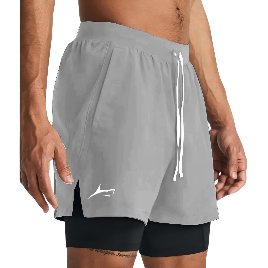 PROSHARX 2 in 1 Active Dual Shorts with Inner Tights Layer | Men's Double Layer Short for Running, Gym & Sports