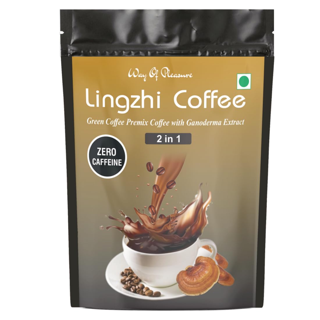 Way Of Pleasure Lingzhi Instant Coffee Caffeine free Made With Ganoderma (Reishi) Mushroom Extract For better Immune System For Men & Women 45G