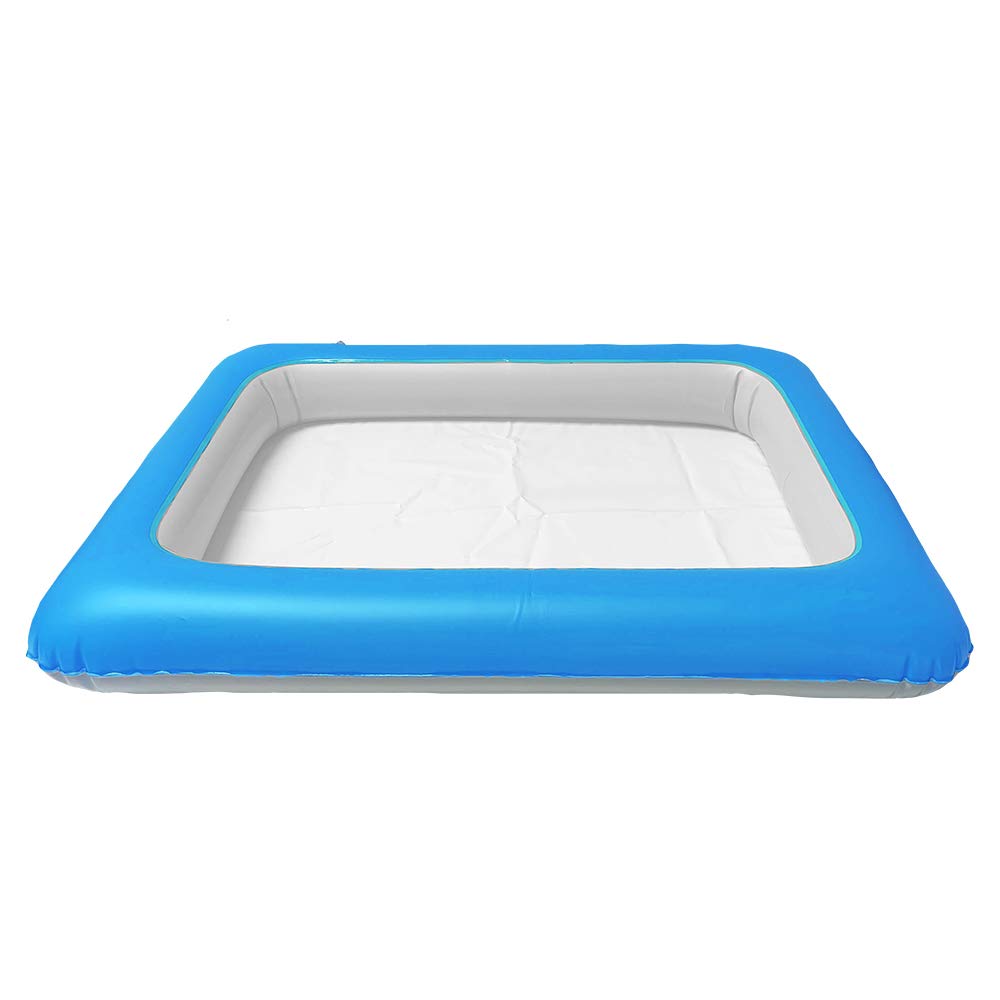 Inflatable Play Tray from Zimpli Kids, Children's Sandbox Portable Table, Perfect Sensory, Messy Play Tray for Sand, Mud and Water, Blue & White