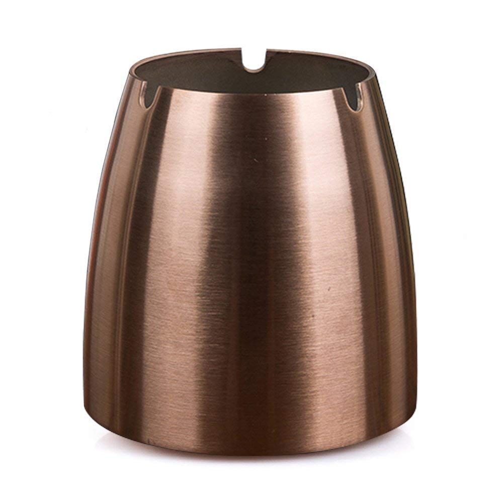 HUAWEL Large Windproof Ashtray for Cigarettes Outdoor Ashtrays for Patio Beautiful Tabletop Smoke Stainless Steel Ashtray for Home/Office (Copper)