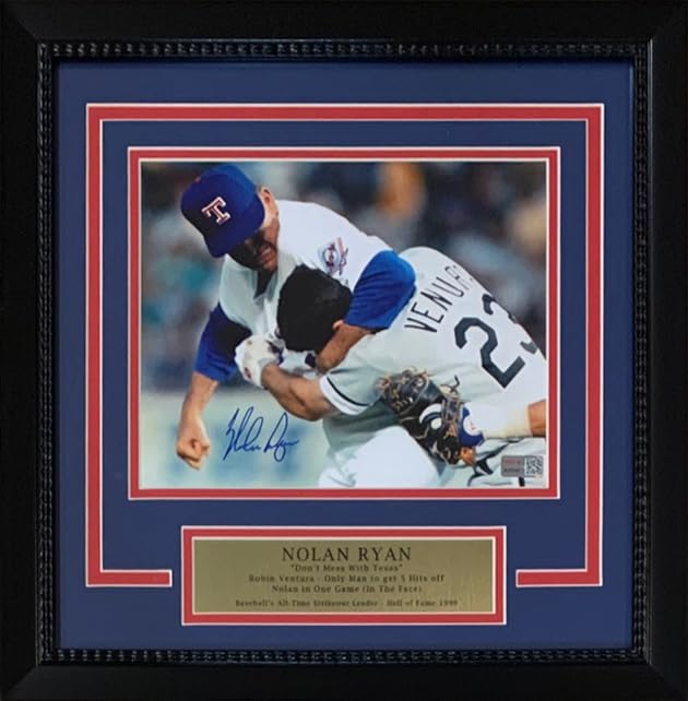 Nolan Ryan Autographed Framed Signed 8x10 Photo Fight Punch Robin Ventura TRISTAR AUTHENTIC COA