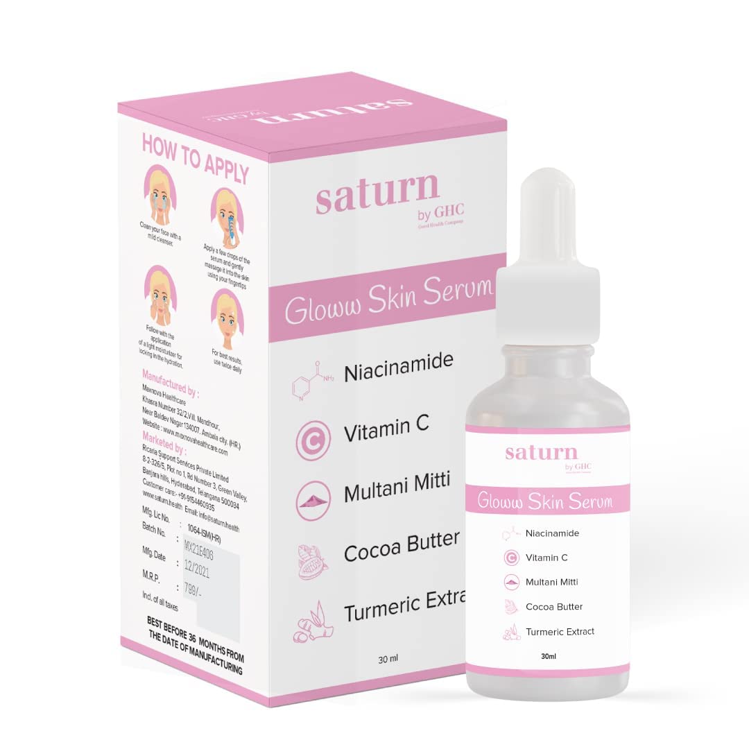 RUP Saturn by GHC Glow Skin Serum | De-tan & removes Dark Spots | Niacinamide | Vitamin C Serum| Multani Mitti | Cocoa Butter | Turmeric Extract (Pack of 1)