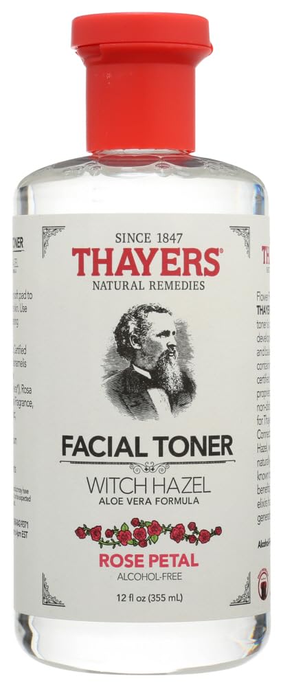 Thayer's Alcohol-Free Rose Petal Soothing Witch Hazel for Face & Skin with Aloe Vera iSXJHd, 2Pack (12 oz)