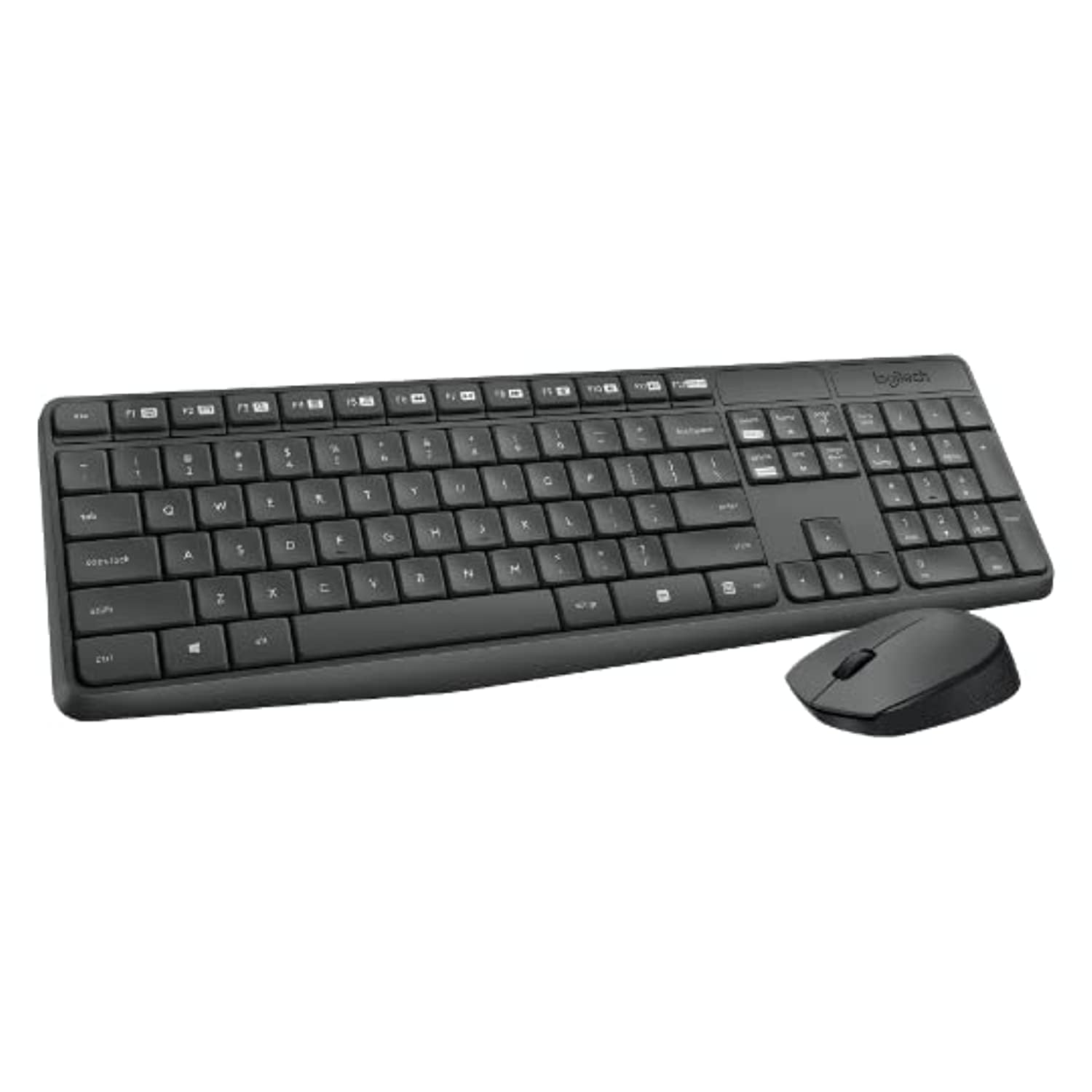 Logitech MK235 Wireless Keyboard and Mouse Combo for Windows, 2.4 GHz Wireless with Unifying USB-Receiver, Wireless Mouse, 15 FN Keys, 3-Year Battery Life, PC/Laptop, US INTL Layout - Black