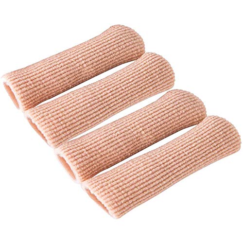 Makhry 4pcs Adjustable Cuttable Gel Toe and Finger Cap Lined Gel Toe Covers Sleeves Ribbed Knit Toe Caps Silopad Digital Caps (S)