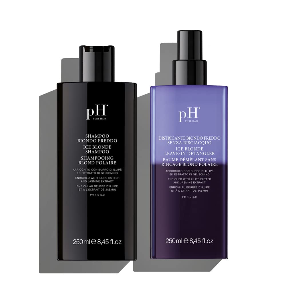 pH PURE HAIRIce BlondeDuo- Ice Blonde Shampoo and Leave In Detangler for Platinum Blonde Hair, 8.45 oz each