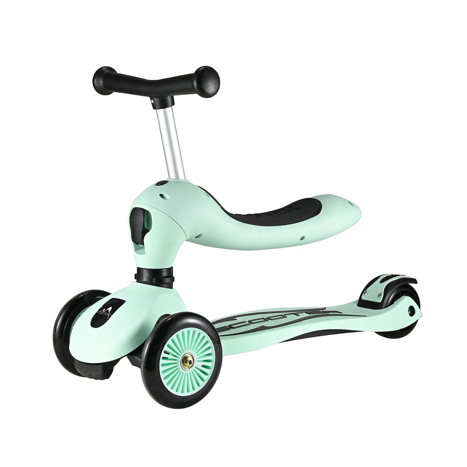 ASC 2in1 Scooter/Push Along with Seat - Sprung Tilt Steering - 2 Position, Sit or Stand - Rear Foot Brake - Age 3+