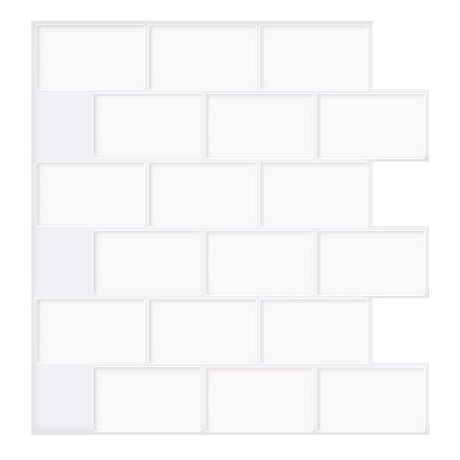 Ecoart Peel and Stick Tile Backsplash 10" X 10" Subway White Tile Self Adhesive Kitchen Bathroom Backsplash(6 Sheets) 10"x10"