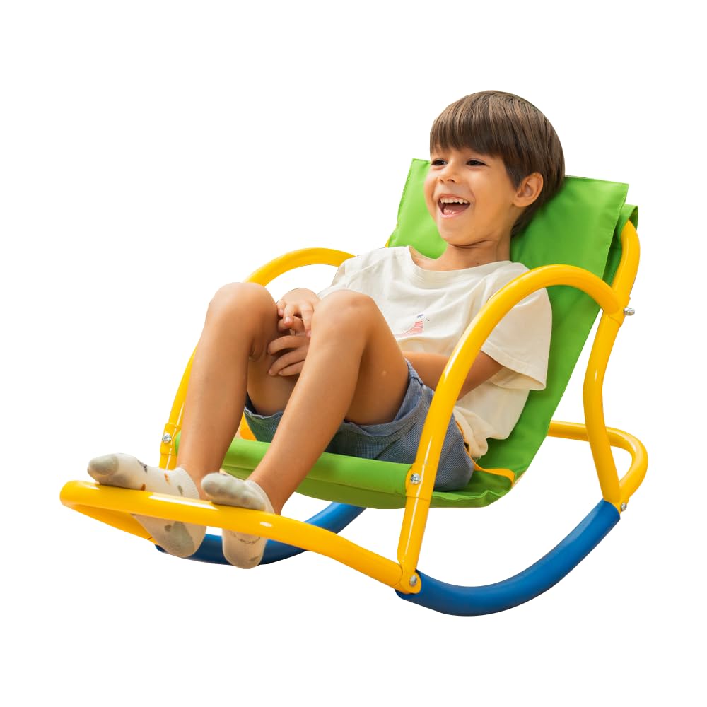 PLATPORTS Kids Saucer Chair Seesaw - Teeter Totter for Outdoor Play - Toddler Chaise Lounge Reading Chair - Playground Equipment for Home, Backyard, Daycare