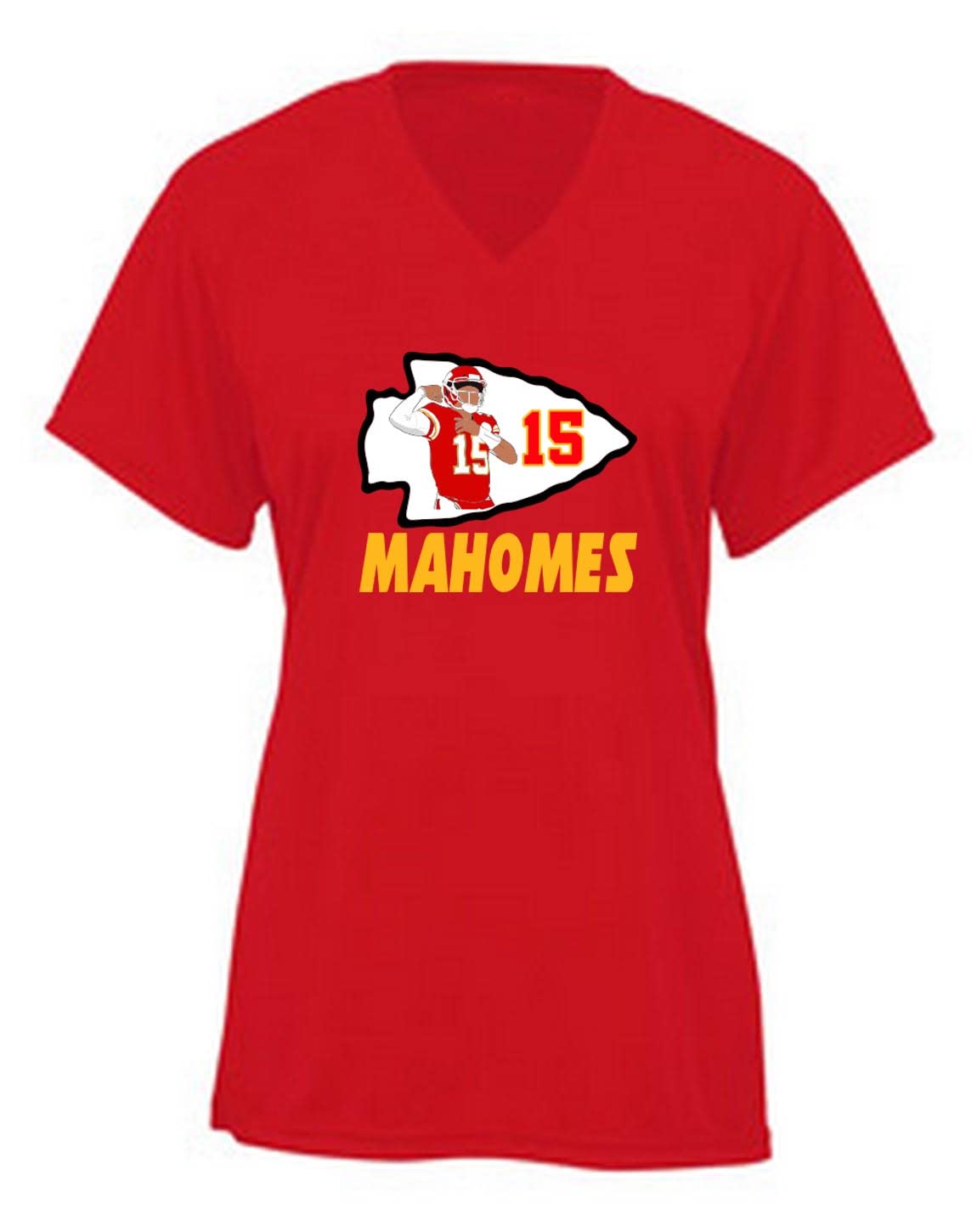 Red Patrick Mahomes Logo TD Ladies V-Neck T-Shirt