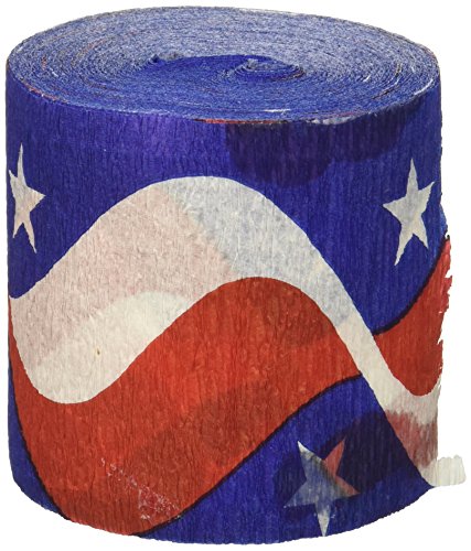 Beistle Flame Resistant Stars and Stripes Crepe Streamer, 21/2 by 30-Feet