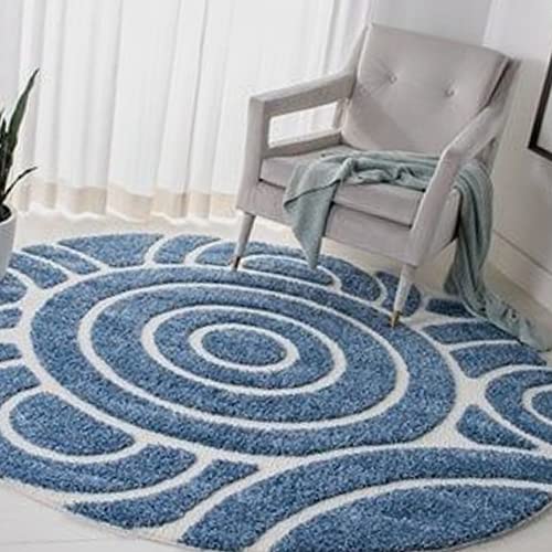 ASRA Carpet Microfiber Round Space Modern Design Super Soft & Plush Fluffy Shaggy Carpets for Living Room, Bedroom Floor Mat 2 inch Pile Height 15 x 15 Ft Size, Turquoise