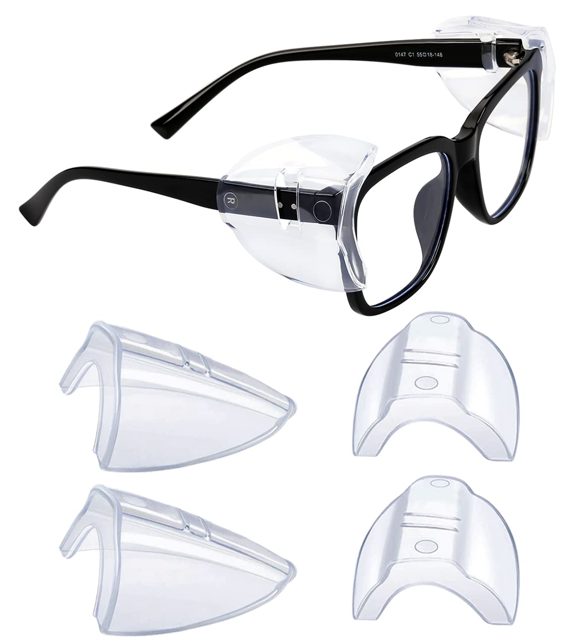 CENSGO Side Shields for Prescription Glasses Side Shields for Eye Protection, Easily Slip On Side Shields Eyeglasses, Fits Most Size Glasses (2 Pairs)