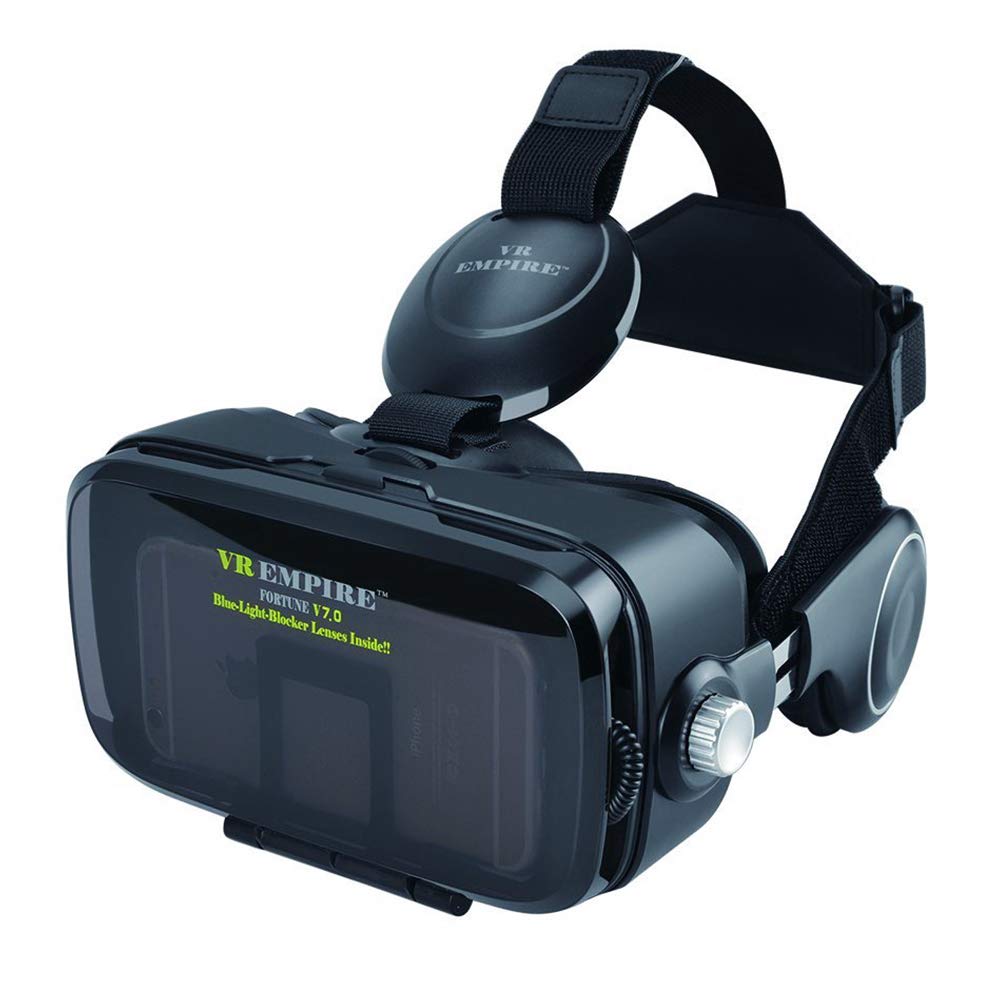 VR Headset Virtual Reality Headset 3D Glasses with 120°FOV, Anti-Blue-Light Lenses, Stereo Headset, for All Smartphones with Length Below 6.3 inch Such as iPhone & Samsung HTC HP LG etc.