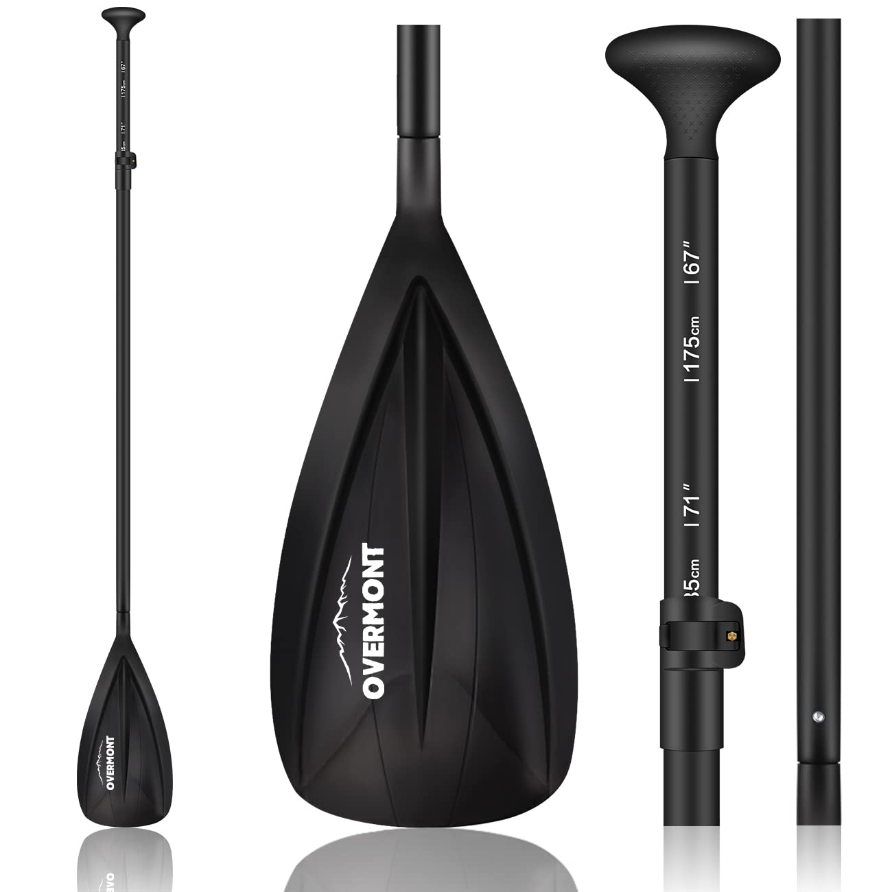 OVERMONT Aluminum Alloy SUP Paddle - 3 Piece Adjustable Stand Up Paddleboard Paddle