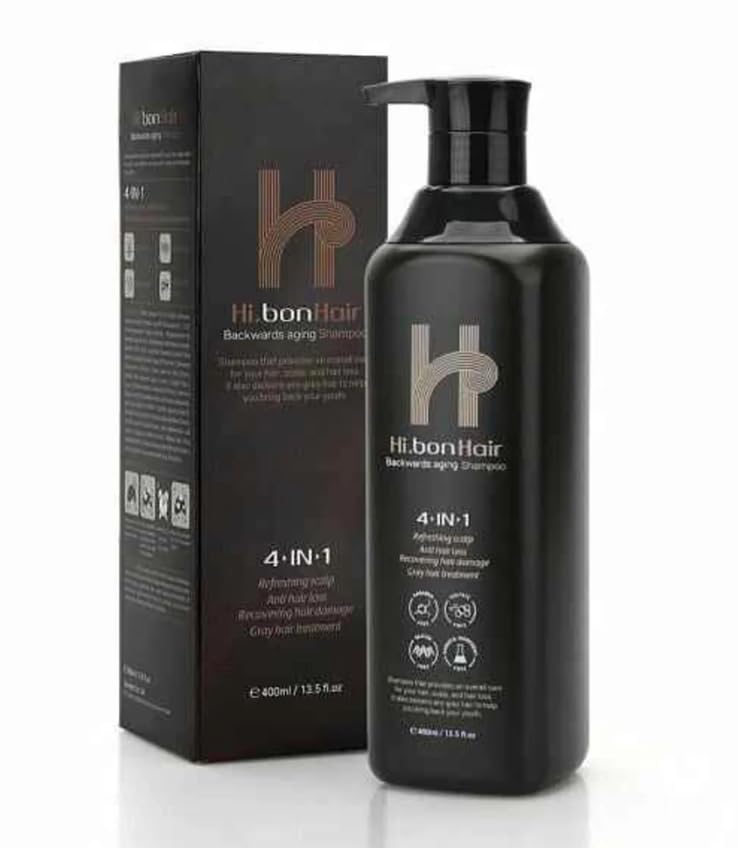 Hi.Bon Hair Backwards Aging Shampoo 4 In 1 Refreshing Scalp/Anti Hair Loss/Recovering Hair Damage/Gray Hair Treatment 400ml/ 13.5 fl oz