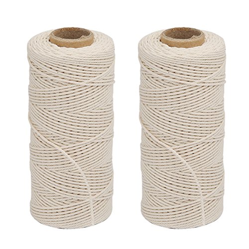 VivifyingButchers Twine, 2pcs x 328 Feet 3Ply Cotton Bakers Twine, Food Safe Cooking String for Tying Meat, Making Sausage, Trussing Turkey, Roasting and Packing (Beige)