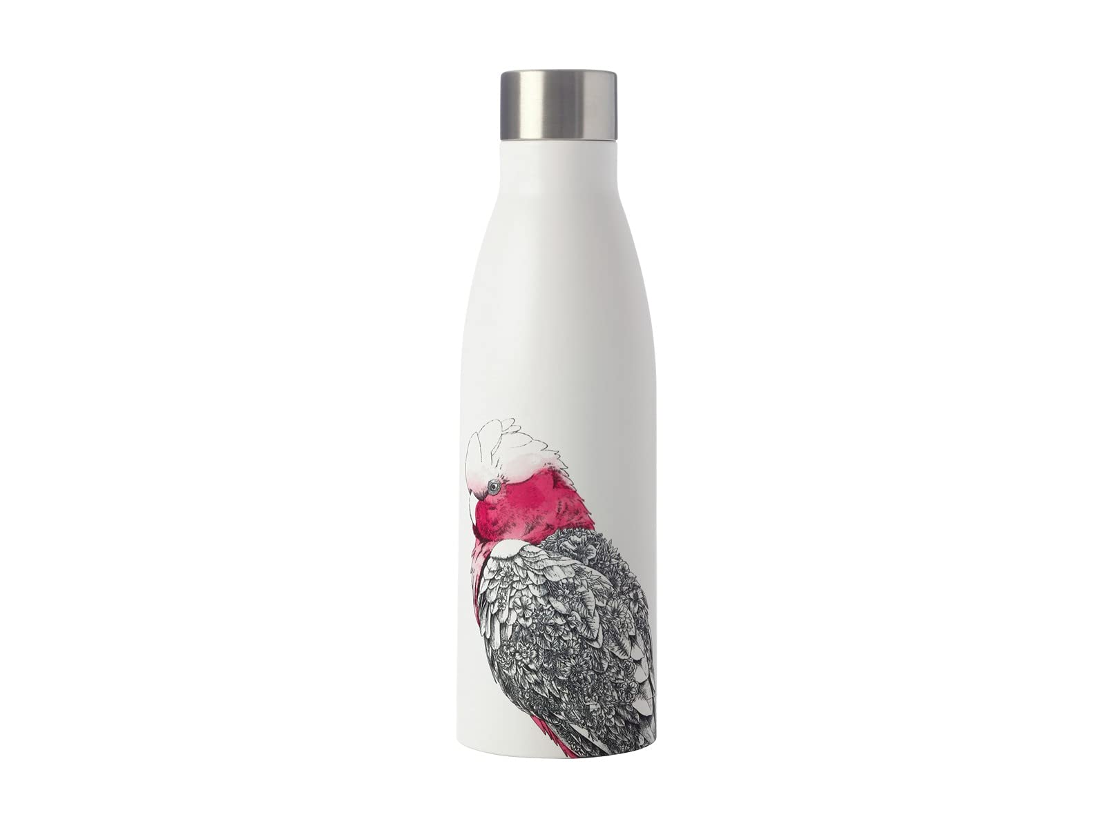 Maxwell & Williams Marini Ferlazzo Insulated Water Bottle with Galah Design, Double Wall Stainless Steel, White, 500 ml