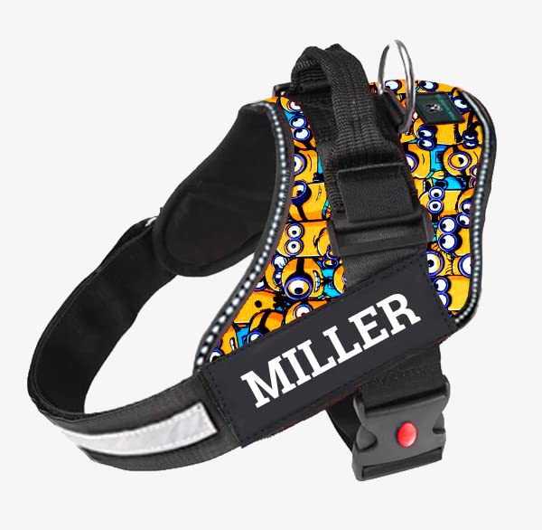 IndiHopShop Customized Dog Harness | Personalized Dog Harness with Dog Name | No Pull | Yo Yellow (L)