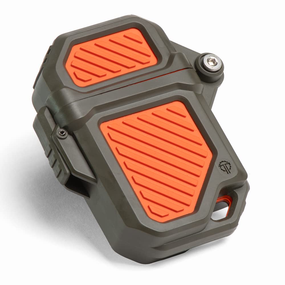 Thyrm PyroVault 2.0 Lighter Armor Compatible with Zippo Inserts, for Protection, Less Evaporation, and Retention, Made in The USA (Woodland Hunter (Olive Drab + Rescue Orange))