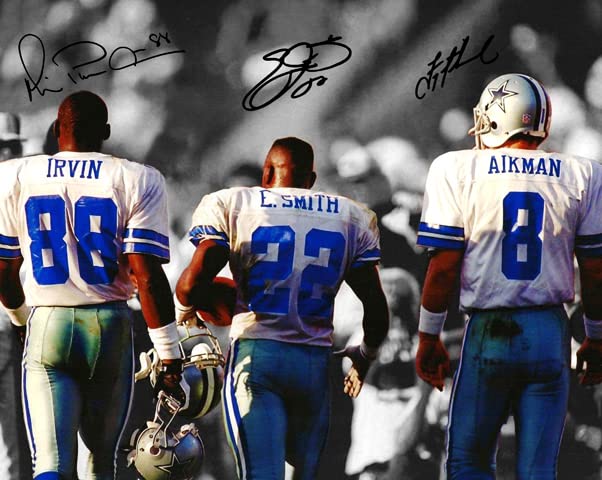 Ikonic Fotohaus Troy Aikman Michael Irvin Emmitt Smith Signed Photo Autograph Print Wall Art Home Decor