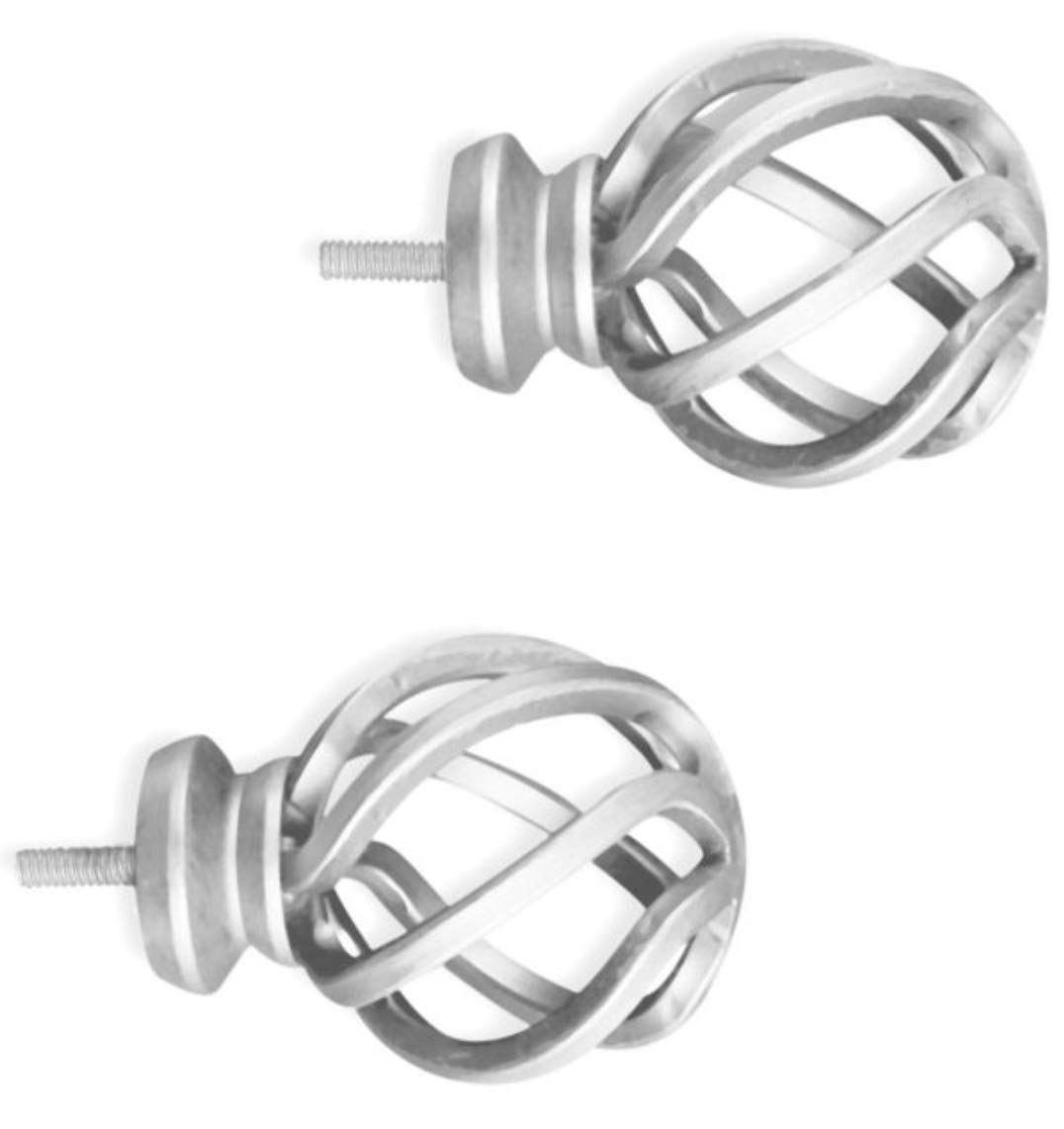 Cambria® Premier Complete Curtain Rod Finials, Premium Birdcage Style Finials for 1 1/8” Diameter Curtain Rods, Classic Finishing Touch for Curtain Rods, Set of 2, Polished Nickel