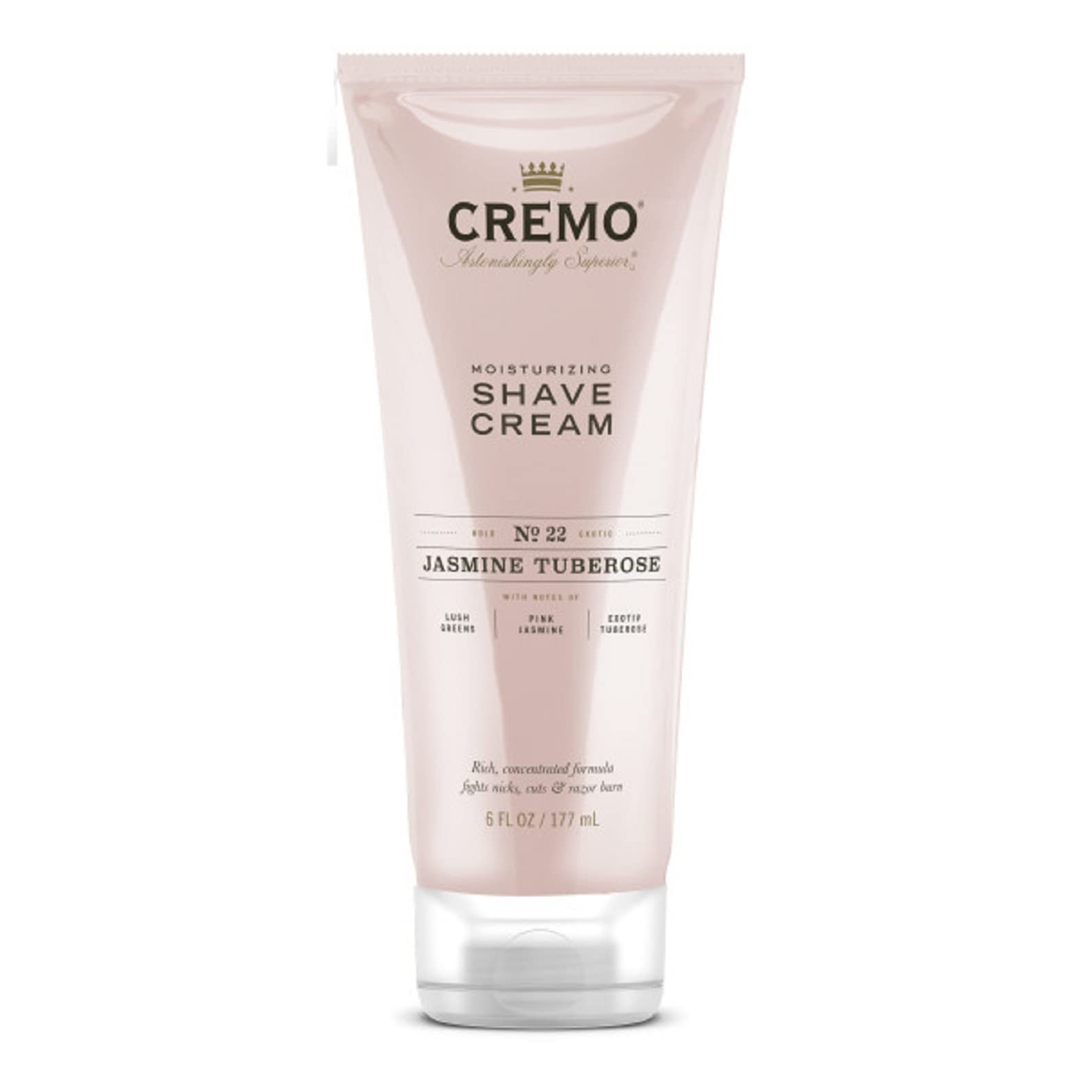 CremoJasmine Tuberose Moisturizing Shave Cream, Astonishingly Superior Ultra-Slick Shaving Cream Fights Nicks, Cuts and Razor Burn, 6 Fl Oz