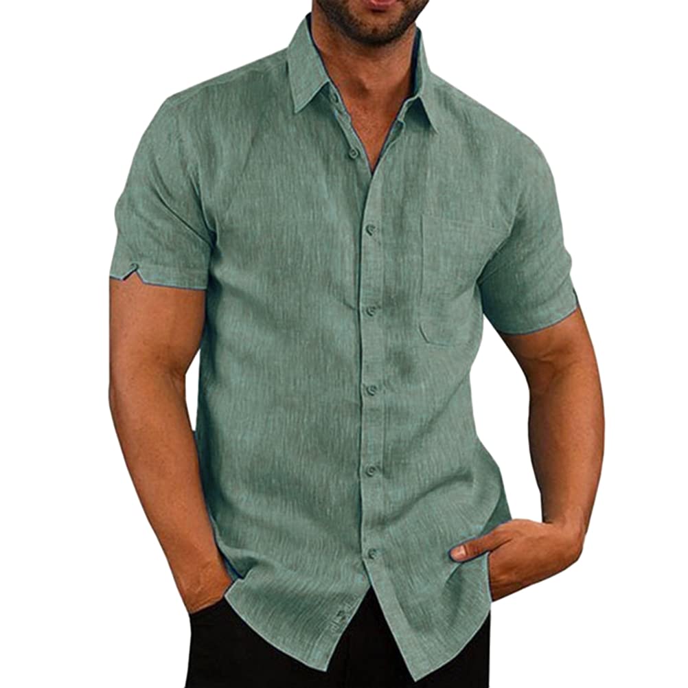 Onsoyours Men's Classic Shirts Short Sleeve Shirts Button Down Summer Plain Regular Fit Casual Business Shirt Tops Solid Color Shirts Work Outdoor Beach