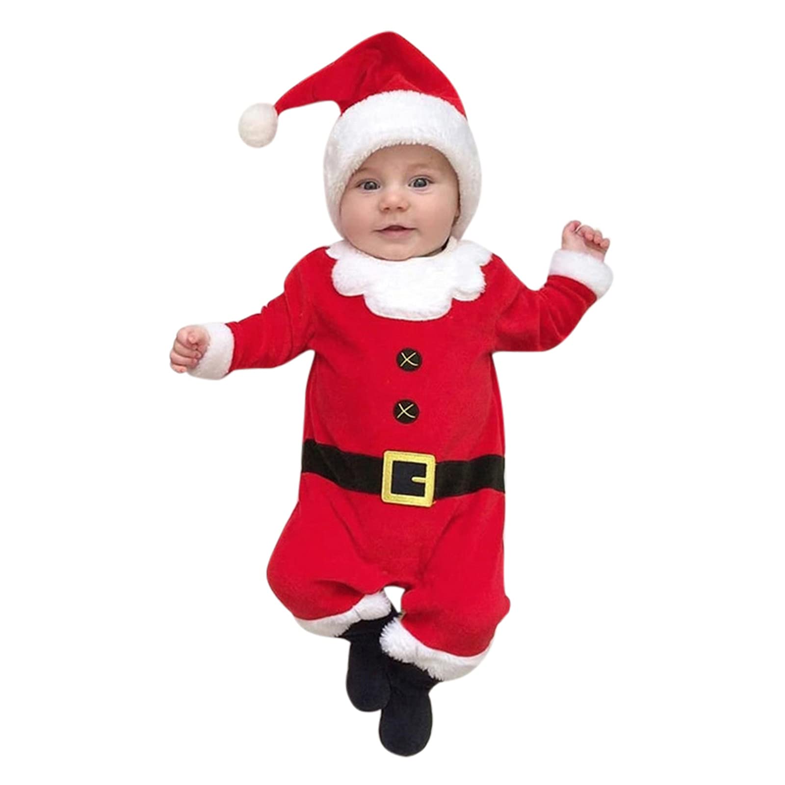 Digood Baby Boy Jumpsuit Newborn Infant Baby Girls Fleece Romper Jumpsuit Christmas Xmas Hat Outfits Costumes