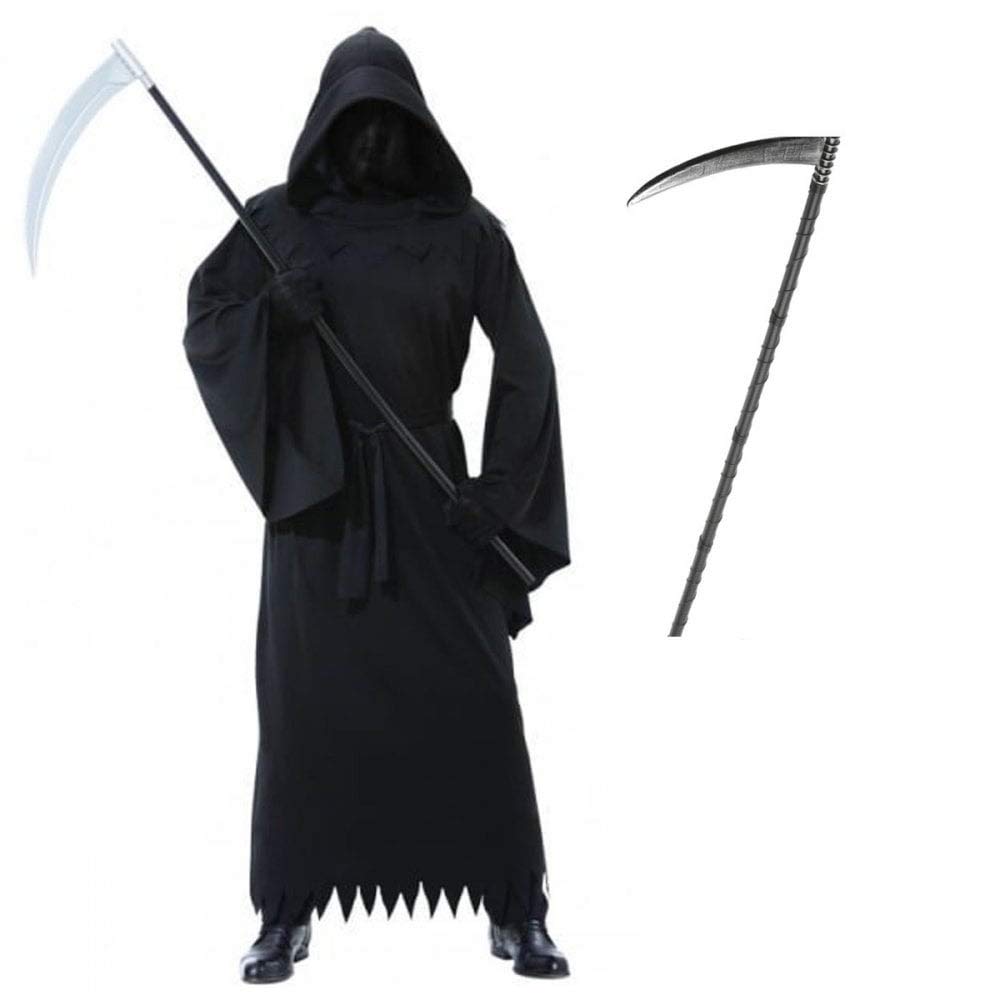 Adults Standard Phantom Of Darkness Fancy Dress Halloween Costume with Toy Scythe (Plastic)