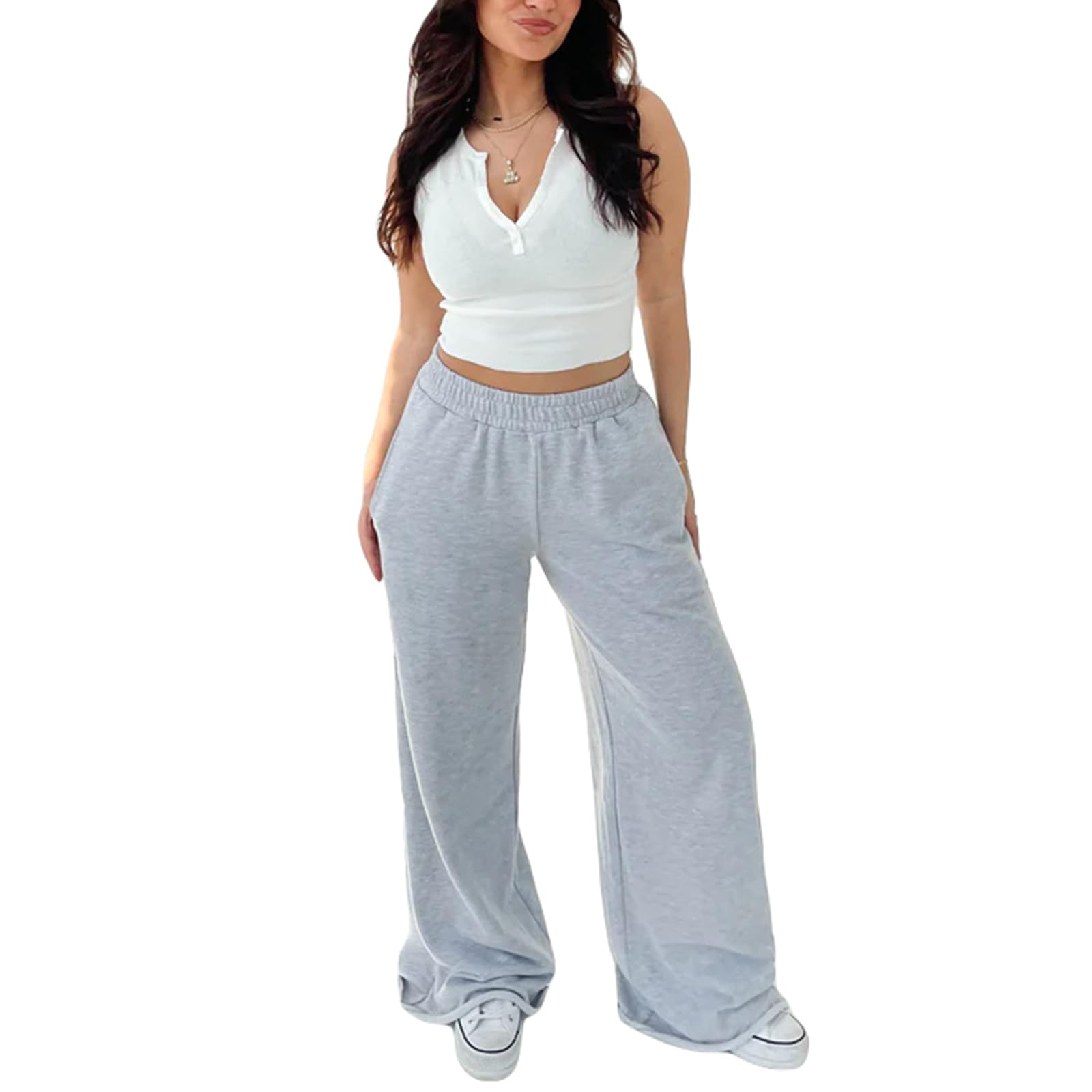 Women Y2K Wide Leg Sweatpants High Waist Baggy Straight Leg Joggers Loose Lounge Pajamas Pants Teen Girls