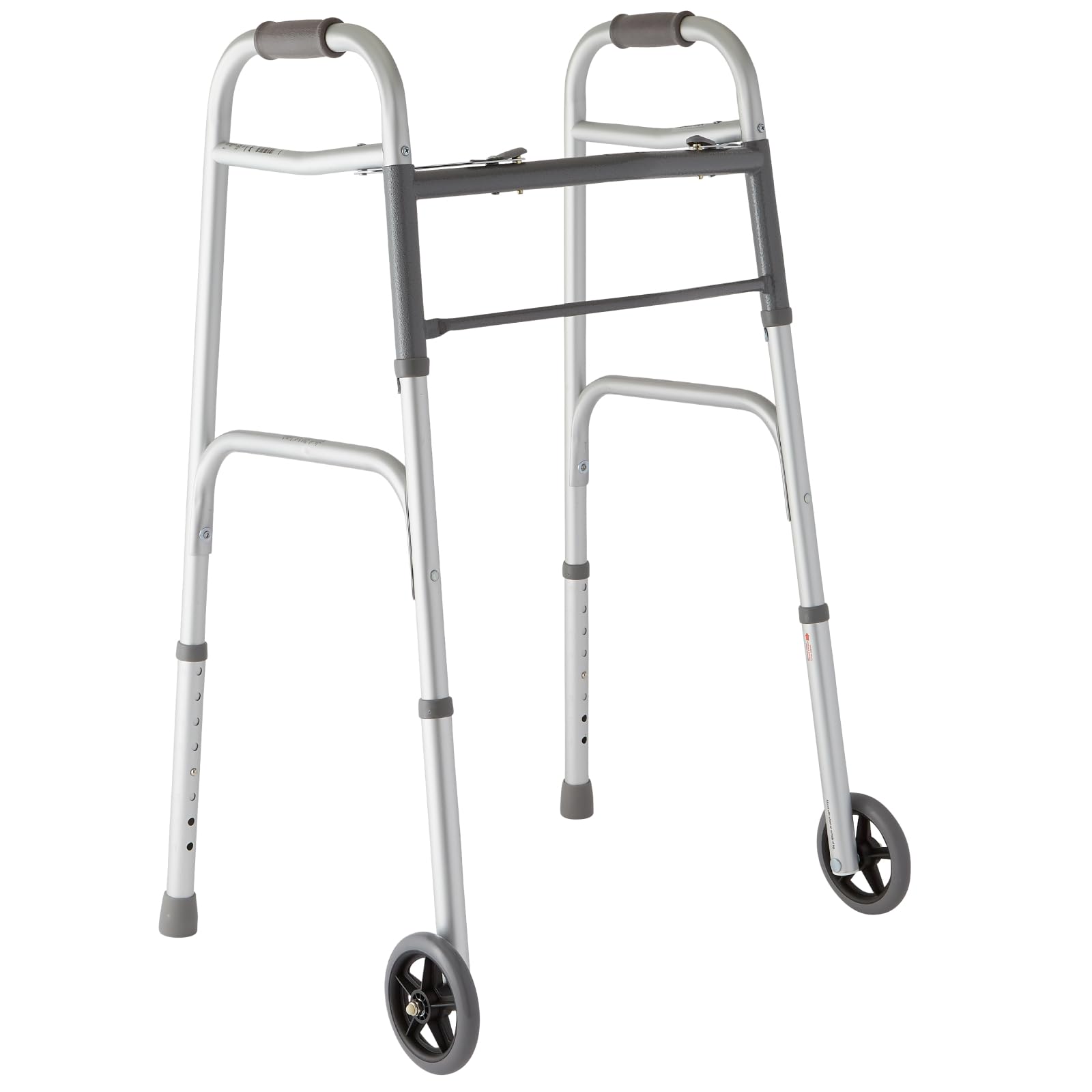 MedlineLightweight Folding Walker with 5" Wheels, Aluminum Frame Supports up to 300 lbs