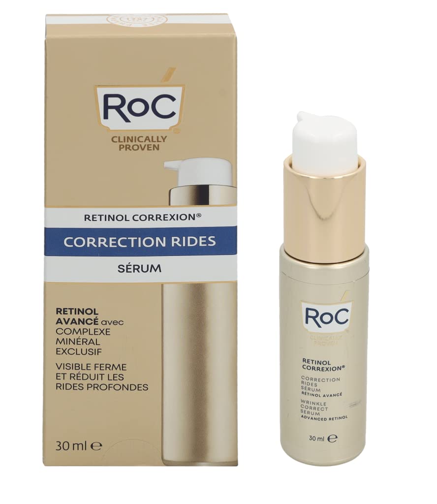 RoCRetinol Correxion Wrinkle Correct Face Serum - Daily Anti-Wrinkle And Ageing Treatment - Firming Moisturiser - Pure Roc Retinol - With Ascorbic Acid - 30 Ml