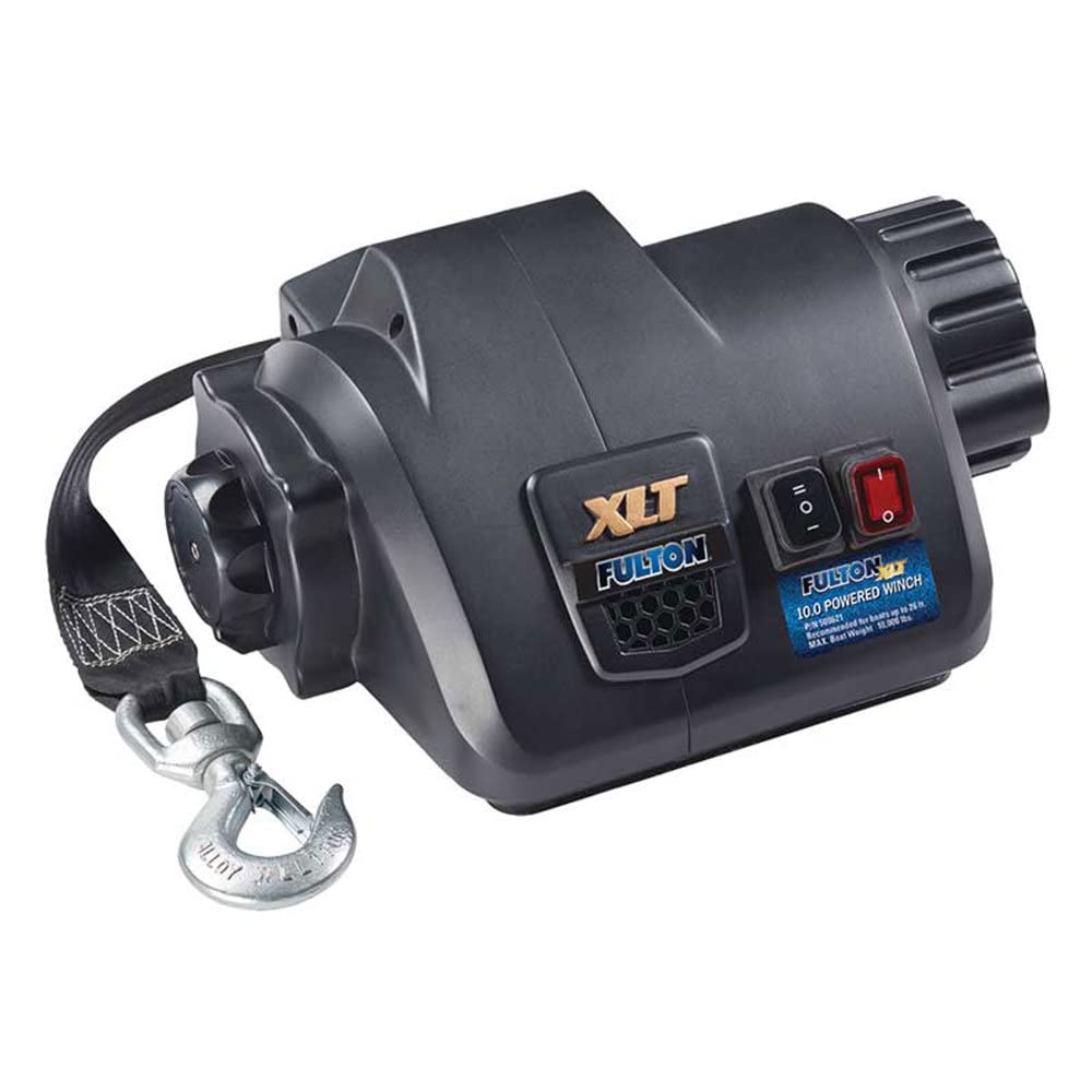 Fulton 500621 XLT Powered Electric Boat Trailer Winch with 15 Foot Winch Strap with Hook, 10,000 lbs. Capacity, Wireless Remote Included