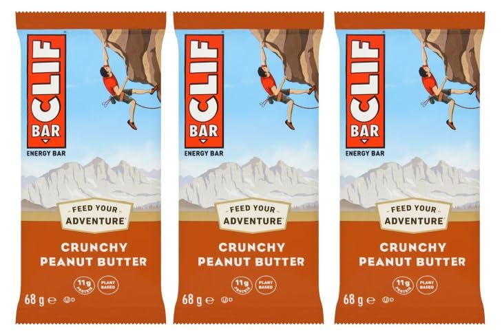 American Clif Energy Bar Crunchy Peanut Butter – 68g x 3 Pack | 11g Protein per Bar | Plant-Based, Deliciously Nutritious Snack