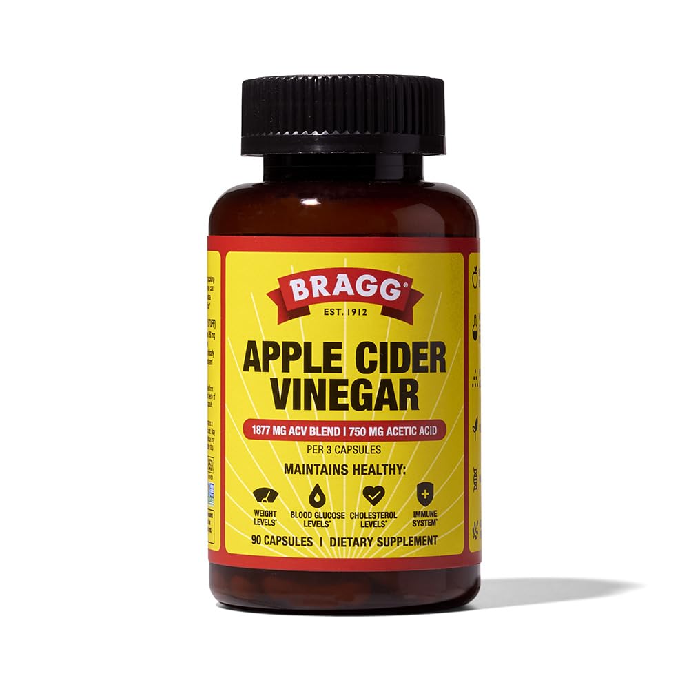 Bragg Apple Cider Vinegar Capsules with Vitamin D and Zinc - 90 Capsules - Supports The Immune System