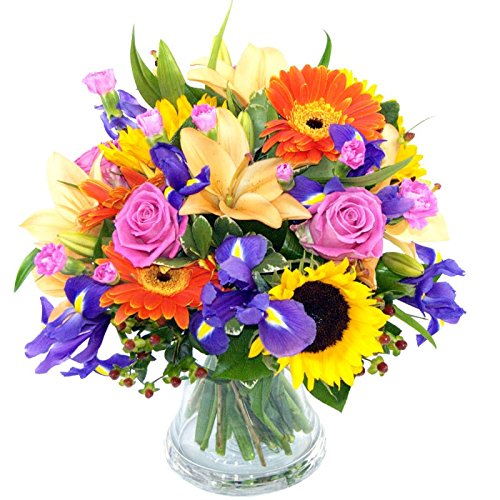 Clare Florist Fantastic Summer Memories Fresh Flower Bouquet Beautiful Fresh Lilies, Roses and Sunflowers Hand Arranged by Florists