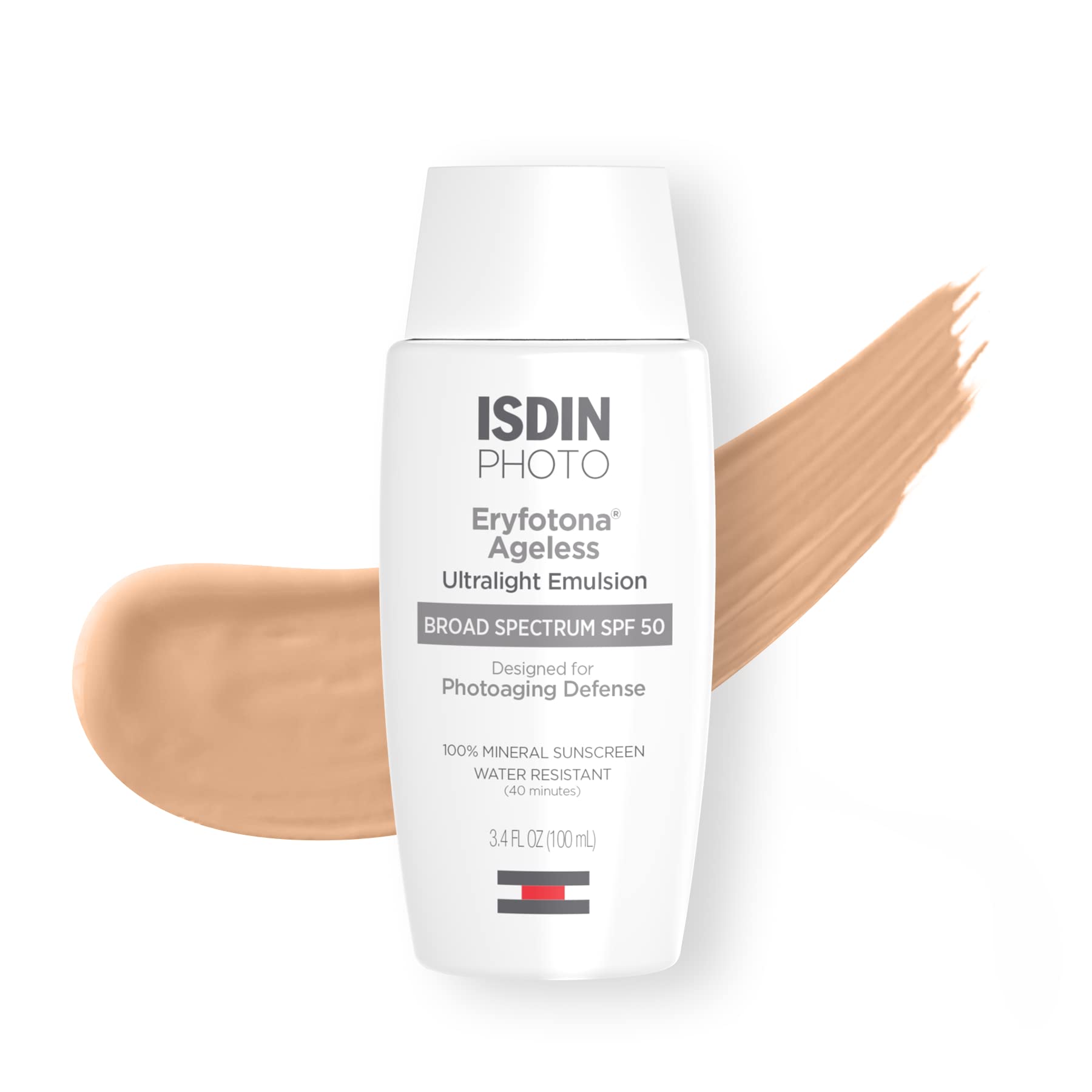 ISDINEryfotona Ageless Sunscreen Zinc Oxide and 100% Mineral Tinted Sunscreen SPF 50+