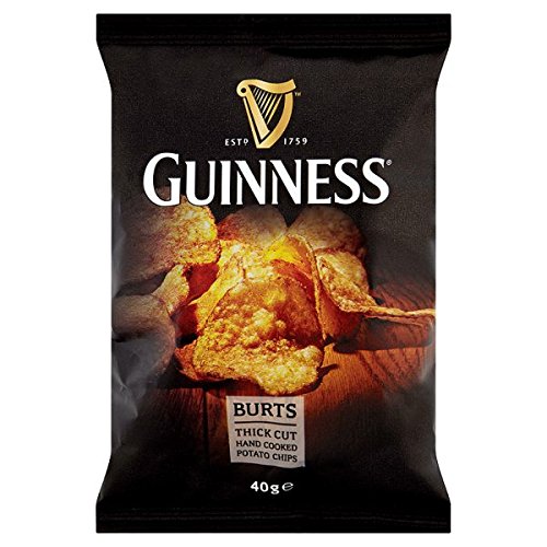 Guinness Burts Thick Cut Hand Cooked Potato Chips 40g (Pack of 6)