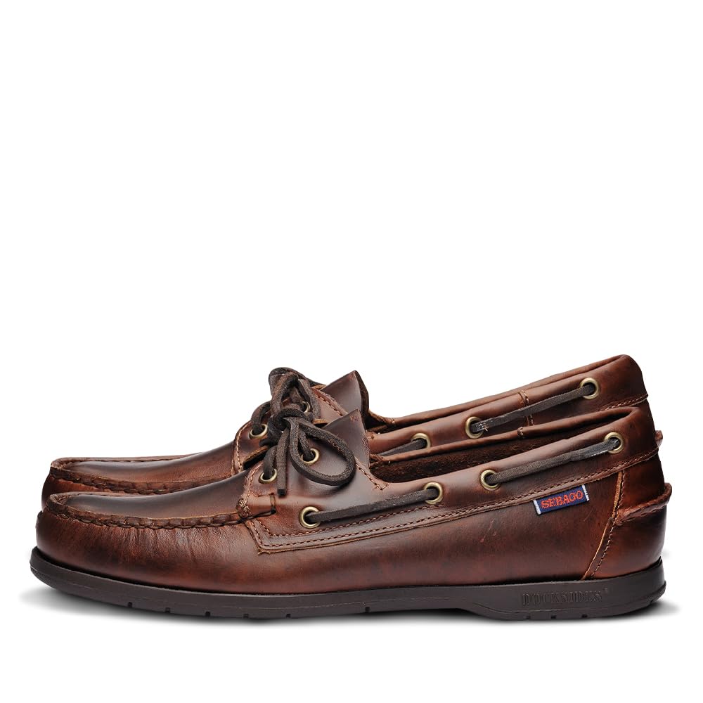 SebagoEndeavor Waterproof Boat Shoes - Leather Moccasins for Men Featuring Leather Sock Lining, 360-Degree Lacing, and Non-Marking, Slip-Resistant Outsoles