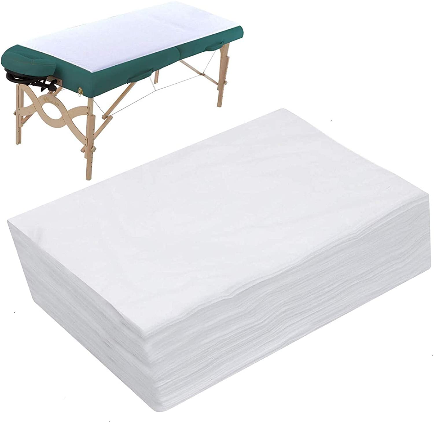 BJNONOG Massage Table Disposable Sheets, Waterproof Bed Cover Disposable Massage Sheets for SPA Tattoo Hotels Beauty Salon, Breathable Non Woven Fabric 31"X 71" White(30pcs)