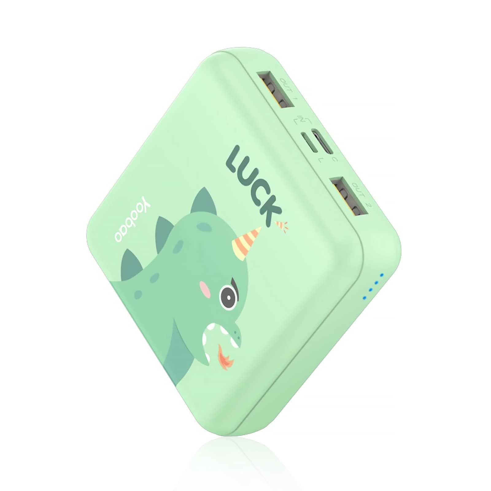 Yoobao Portable Charger 10000mAh, Cute Power Bank USB-C for Girls Travel, 2 Outputs & 2 Inputs (5V/2.1A), Mini Phone Battery Pack for iPhone 14/13/12/11/X, Android, iPad, Samsung, Google (Dinosaur)