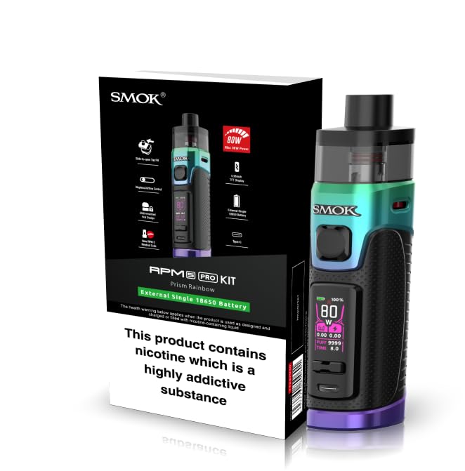 SMOK RPM 5 PRO Kit: Advanced 2mL Capacity Vaping Device for Exceptional Performance and Flavor (Prism Rainbow) Works With SMOK RPM 3 Coils and RPM 5 POD E Cigarette Vape Kit No Nicotine