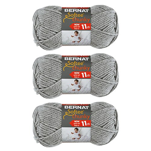 Bernat 16112828046-B Softee Chunky Yarn (3 Ball Pack), Grey Heather, 3 Piece