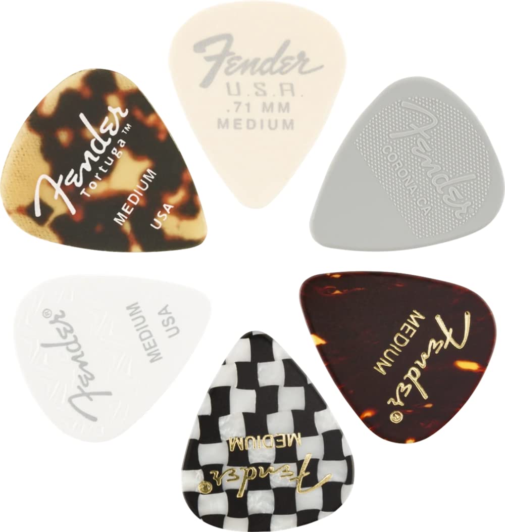 Fender Material Medley Guitar Picks 351 Shape, Multi-Color, Medium, 6-Pack