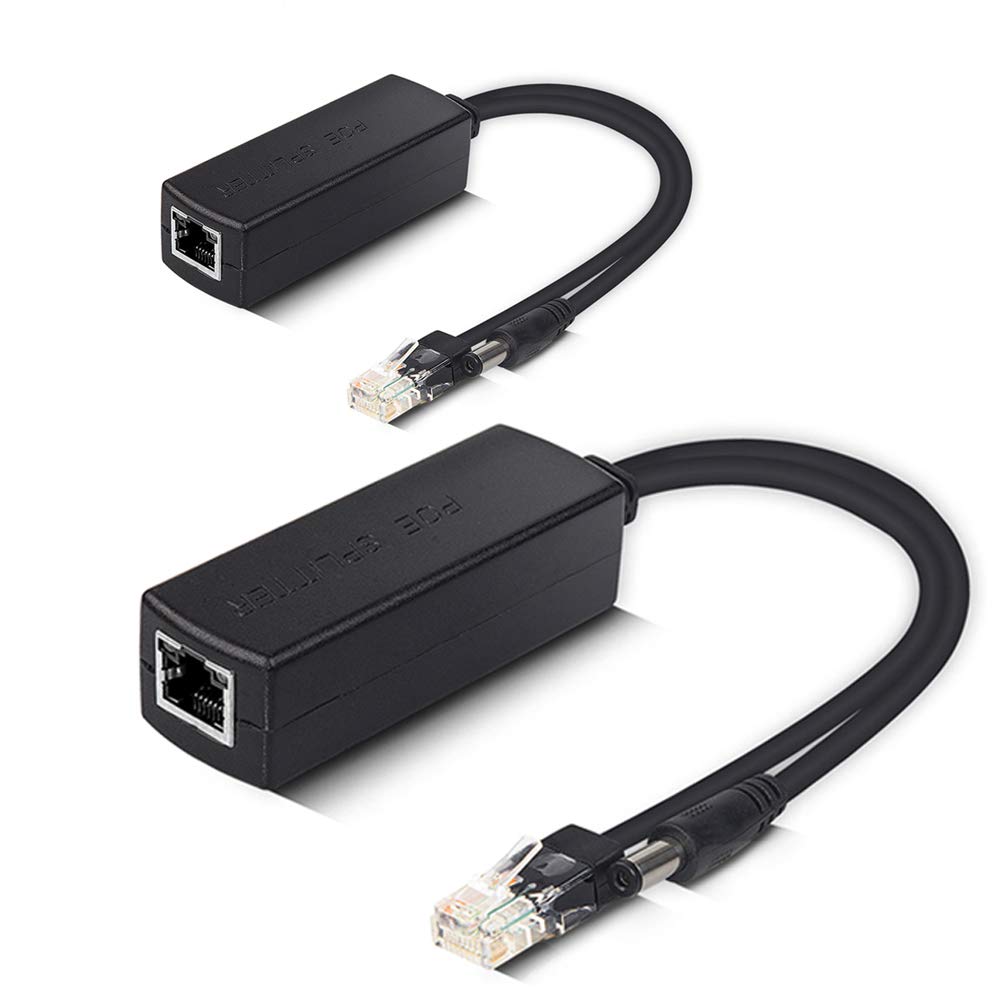 2-Pack Active PoE power over ethernet Splitter Adapter 48V to 12V, IEEE 802.3af Compliant 10/100Mbps PoE Splitter With 12V output for Surveillance Camera, ipolex