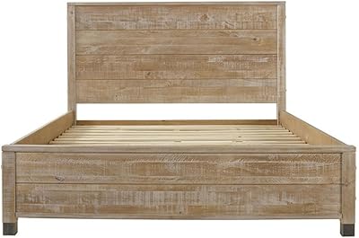 Pemberly Row Solid Wood King Platform Bed in Barnwood Finish