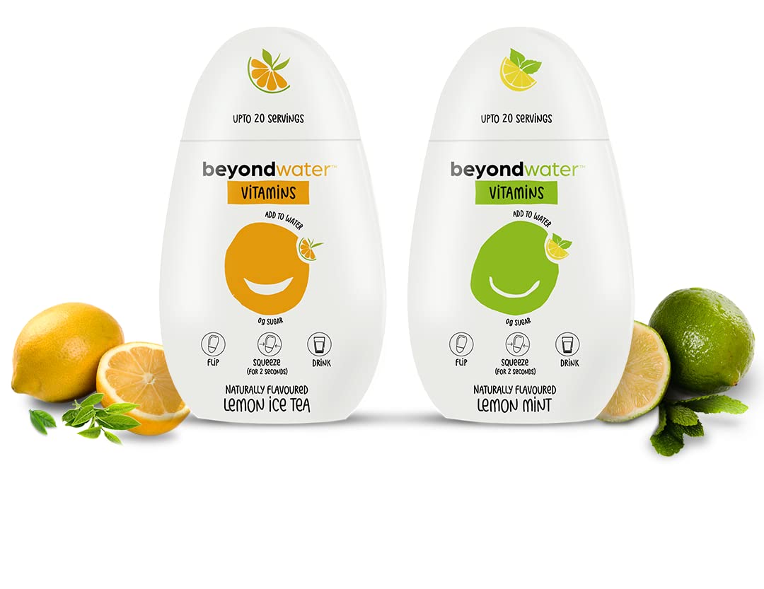 BEYOND WATER Citrus Blast - Diy Vitamin Water - 2 X 20 Servings - (Lemon Ice Tea + Lemon Mint) | Water Enhancer Instant Fruit Drink Mix, Hydration Drink, 10+ Vitamins & Minerals, Flavoured Water