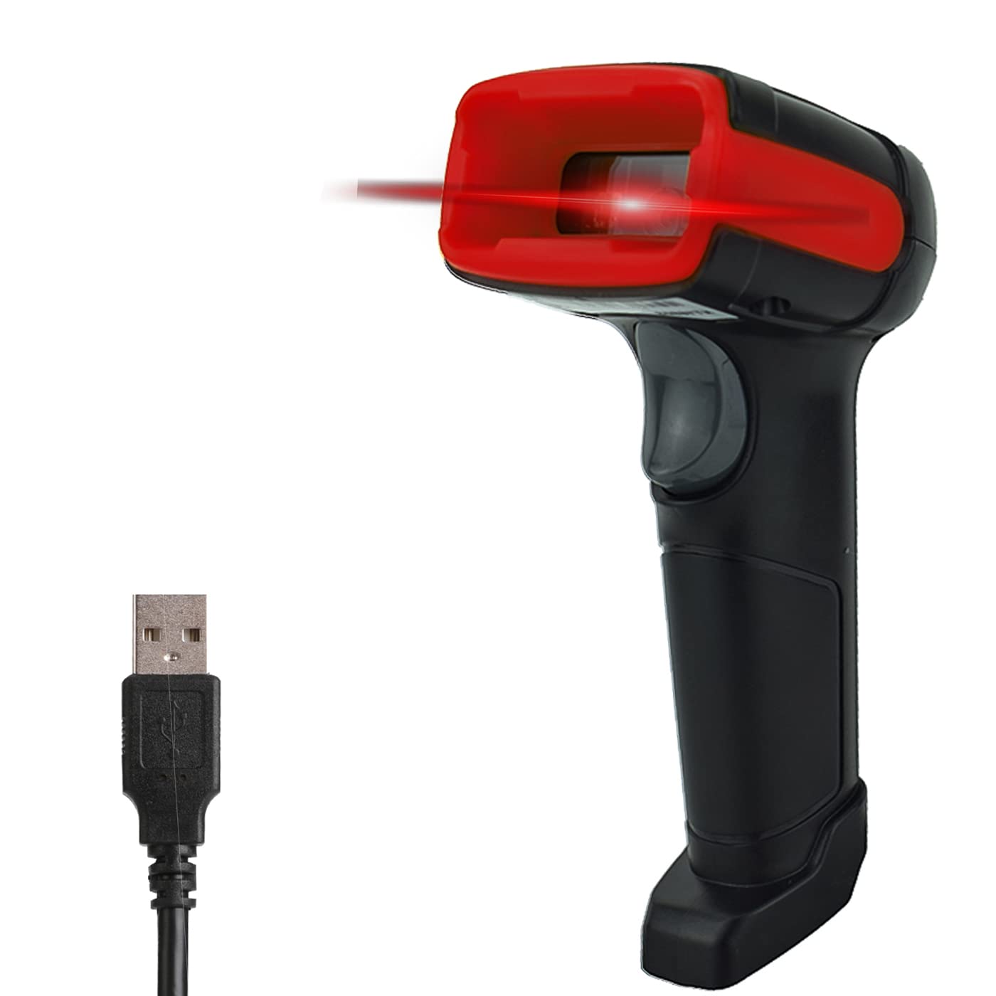 LENVII Handheld 2D Barcode Scanner USB Barcode Reader Support 1D 2D QR code Scanning Induction Recognition Speed Fast Suitable Shop Warehouse Storage logistics（Red）